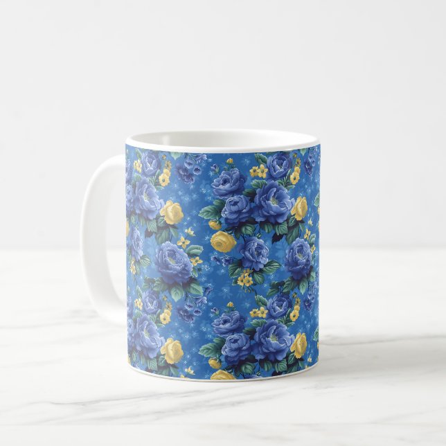 Mug Belle Fleurs Fille Bleue Printemps Romantique (Devant gauche)