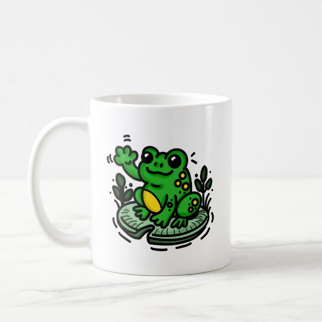 Mug Belle grenouille du matin sur la main de Lily Pad  (Gauche)