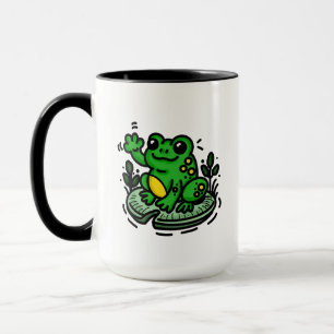 Mug Belle grenouille du matin sur la main de Lily Pad 