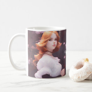 Mug Belle Jeune Fille Parmi Les Fleurs Roses Portrait