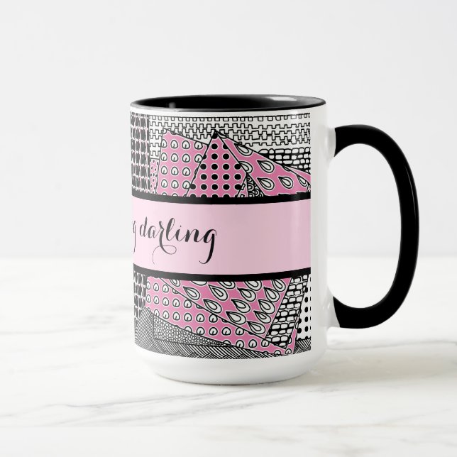 Mug Belle Matinée Darling Rose Black Grey Ringer 15oz (Droite)