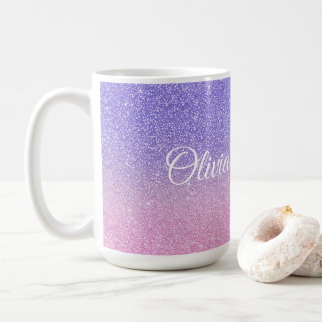 Mug Belle Parties scintillant rose violet Ombre (Avec donut)