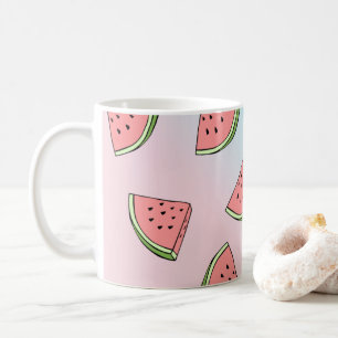 Mug Belle pastèque d'été motif pastel rose & bleu
