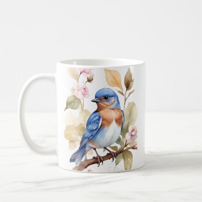 Mug Belle peinture à l'aquarelle de Bluebird (Gauche)