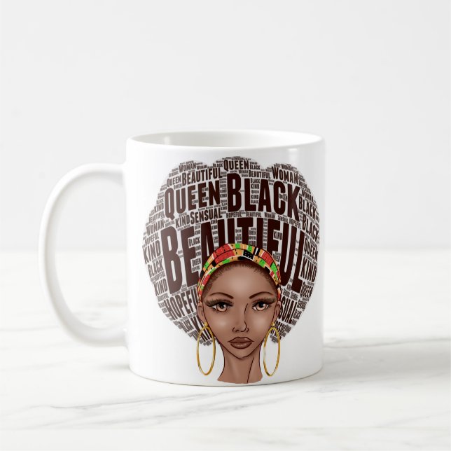 Mug Belle Reine noire forte Afrocentrique (Gauche)