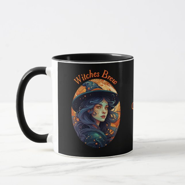 Mug Belle sorcière d'Halloween en noir (Gauche)