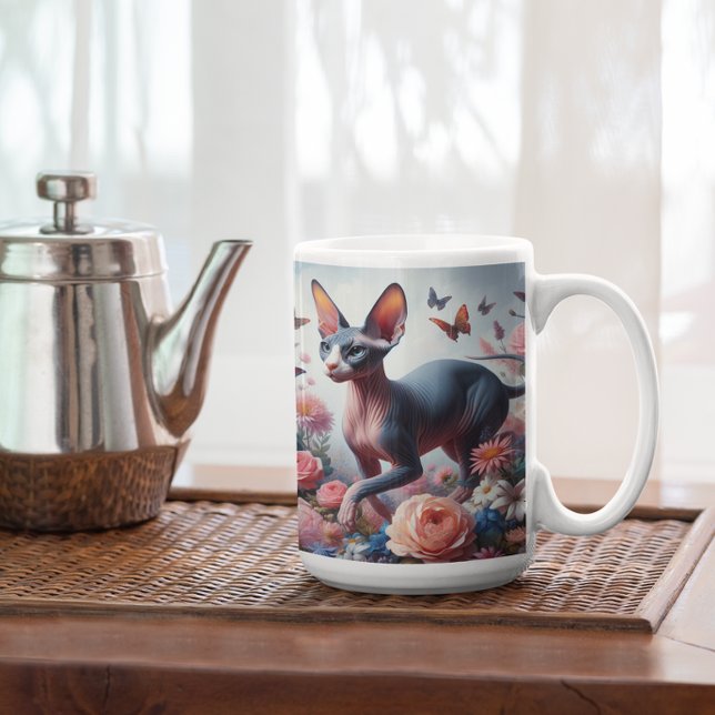 Mug Belle Sphynx Chat & Fleurs (Créateur téléchargé)