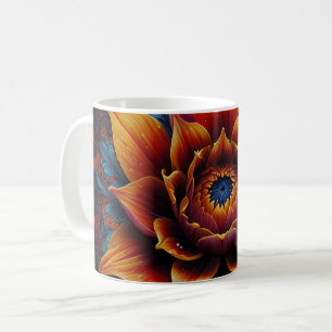 Mug Belle tête de fleur avec pétales orange et bleu
