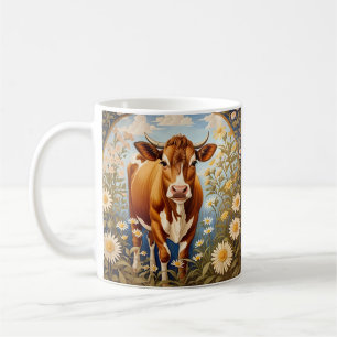 Mug Belle vache Jersey dans le champ de marguerite Vin