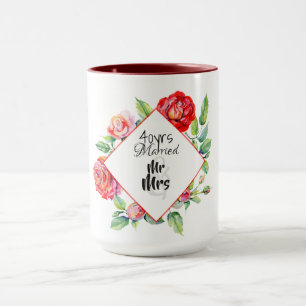 Mug Belles 40 ans de mariage Rubis Roses Rouges