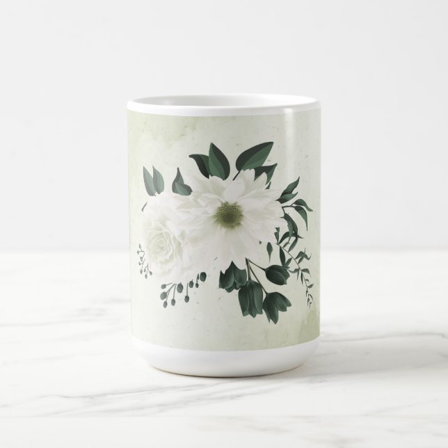 Mug Belles fleurs blanches feuilles vertes (Centre)