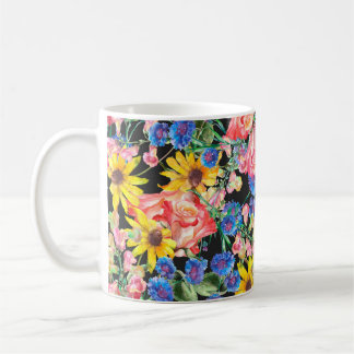 Mug Belles fleurs d'été avec rose. Marée florale