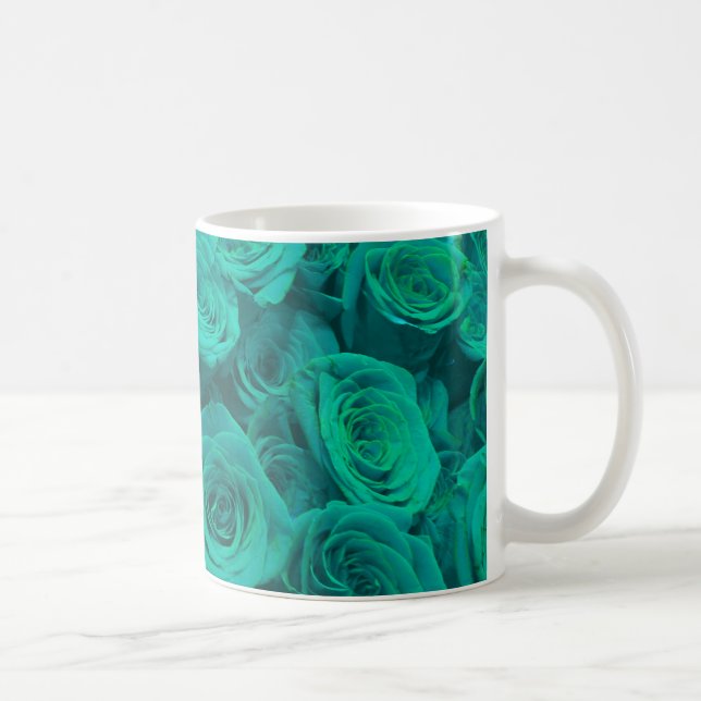 Mug Belles fleurs turquoises roses turquoises (Droite)