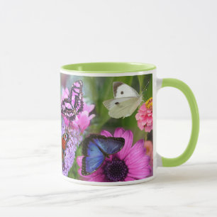 Mug Belles papillons Fleurs sauvages Aimer avec le ver