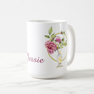 Mug Belles roses roses et vase roses