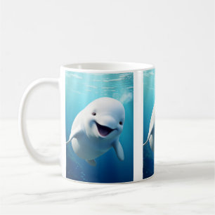 Mug Béluga Baleine Cartoon bleu vert océan Arctique