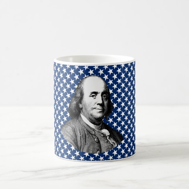 Mug Ben Franklin avec l'arrière - plan d'étoiles (Centre)