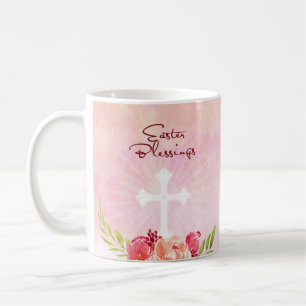 Mug Bénédiction de Pâques Fleurs roses avec croix