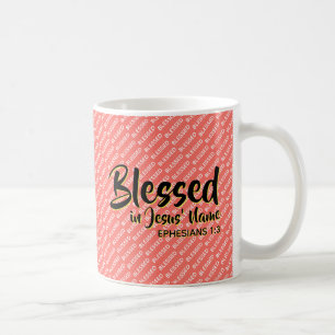Mug BÉNÉFICIÉ AU NOM DE JÉSUS Écriture chrétienne Cora