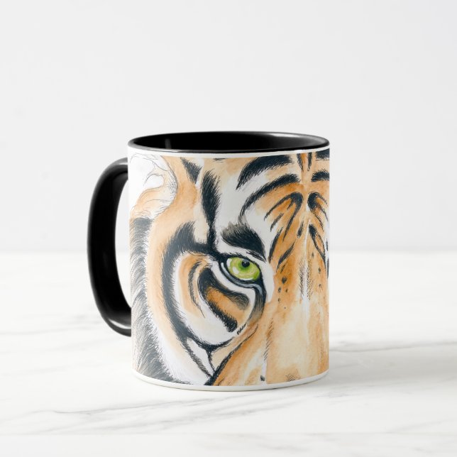Mug Bengale Tigre Aquarelle Art de l'encre (Devant gauche)