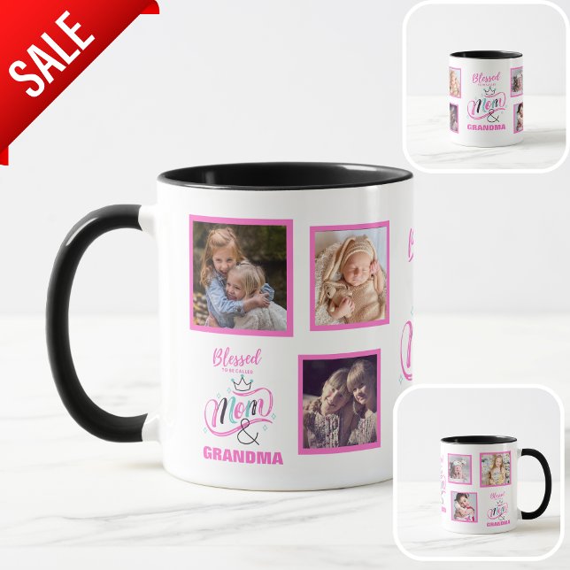 Mug Béni D'Être Grand-Mère Photo Petits-Enfants Cadeau (Créateur téléchargé)