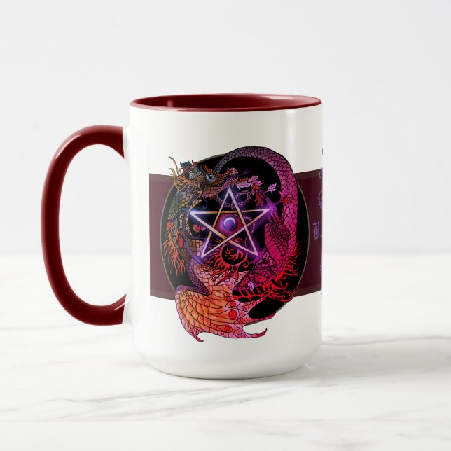 Mug Béni Soit Art Nouveau Pentacle Dragon (Gauche)