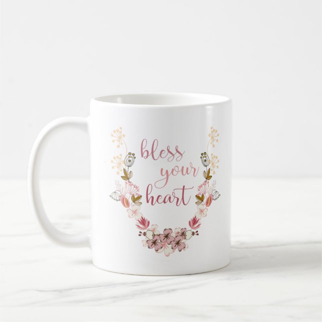 Mug Bénissez votre coeur (fleurs roses) (Gauche)