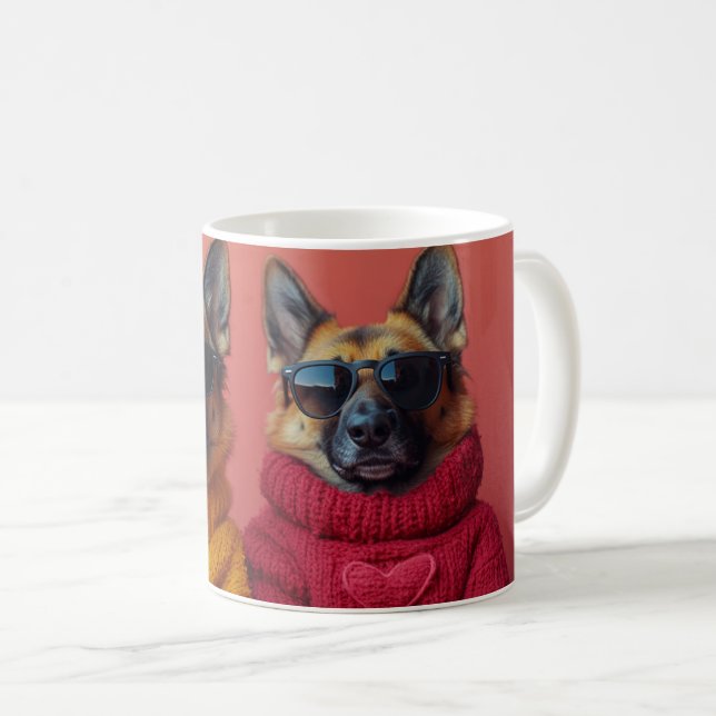 Mug Berger allemand avec coeur Roses Saint-Valentin (Devant droit)