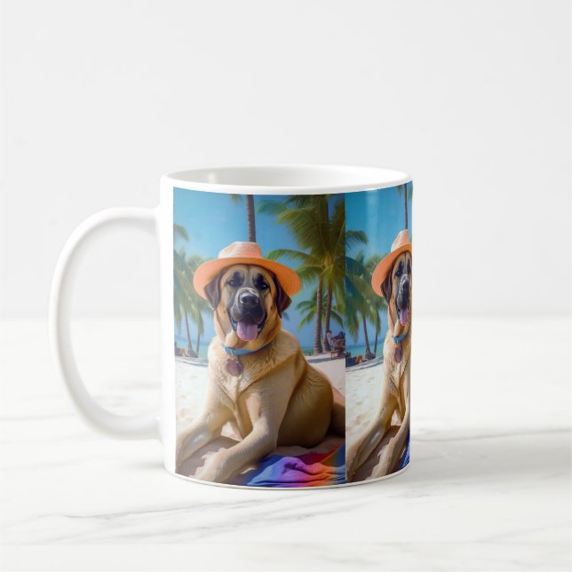 Mug Berger anatolien sur la plage, cadeau d'été amoure (Gauche)