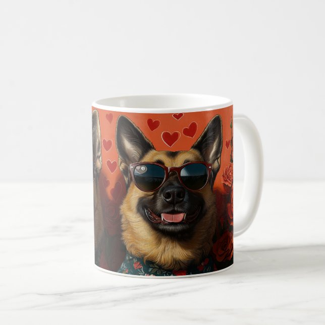 Mug Berger belge avec coeur Roses Saint-Valentin (Devant droit)