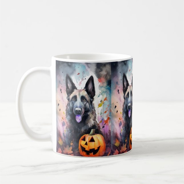 Mug Berger Belge D'Halloween Avec Peur Citrouille (Gauche)