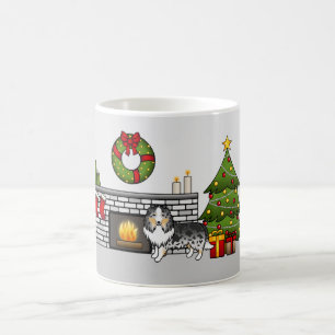 Mug Berger des Shetland Blue Merle dans une salle de N