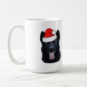 Mug Berger noir allemand avec chapeau de Santa