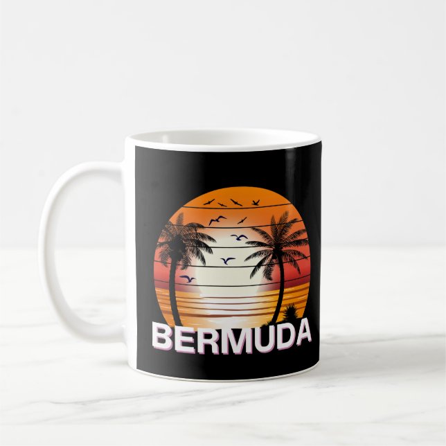 Mug Bermudes Palmiers Vintages Plage d'été (Gauche)
