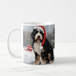 Mug Bernedoodle Chien dans Noël de neige