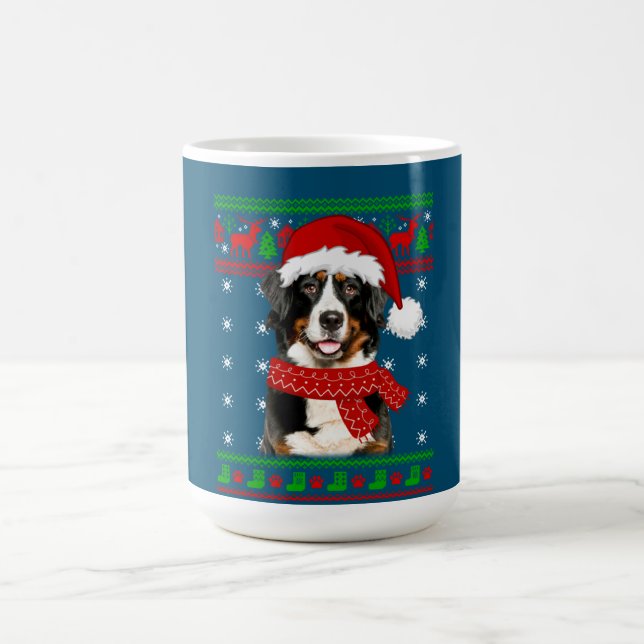 Mug Bernese Mountain Dog Ugly Sweater Christmas Puppy (Centre)