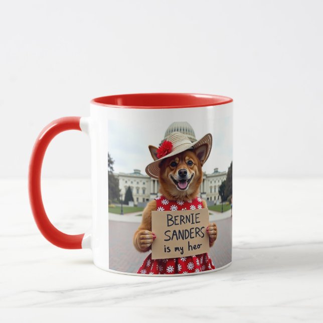 Mug Bernie Sanders est mon héros, le chien mignon (Gauche)