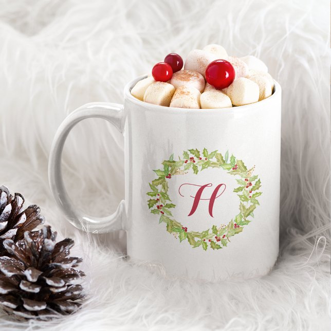 Mug Berry & Bright | Monogramme de vacances (Créateur téléchargé)