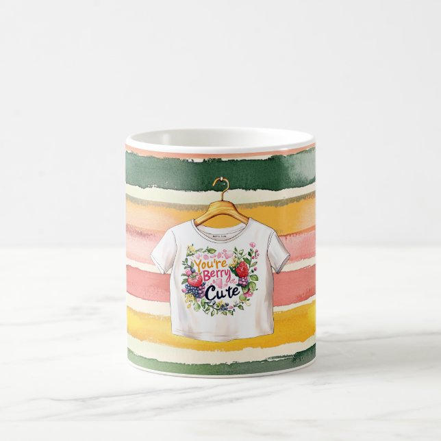 Mug Berry Cute Tee Green Orange Pink Fruity Stripes (Centre)