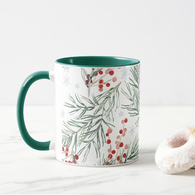 Mug Berry d'hiver rouge (Avec donut)