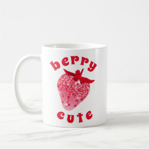 Mug Berry rose mignonne mignonne Glitterie fraise