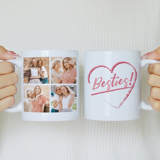 Mug Besoins roses Best Friends 4 Photo Collage (Créateur téléchargé)