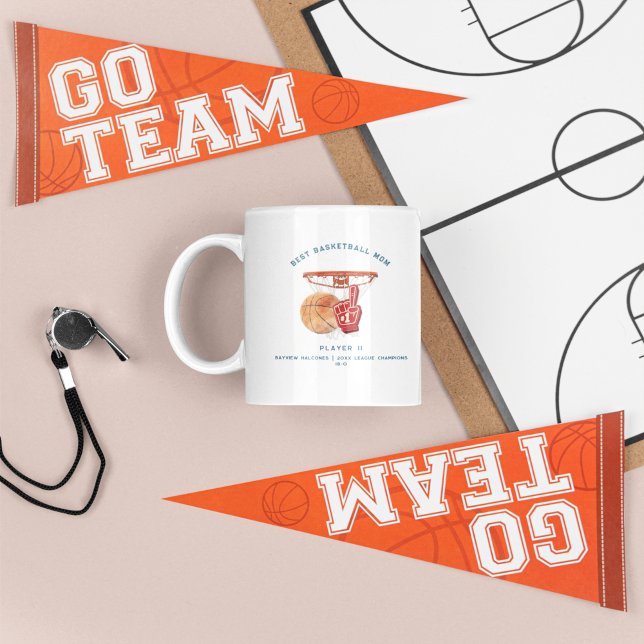 Mug Best Basketball Maman | Jolie photo Monogramme (Créateur téléchargé)