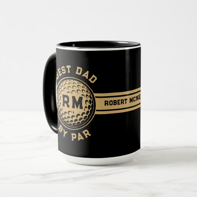 Mug Best Dad By Par Golf Ball Personalized  (Devant gauche)