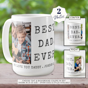 Mug BEST DAD EVER 2 Photos Personnalisées