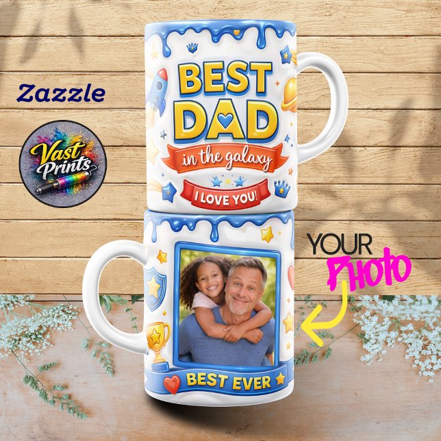 Mug Best Dad in the Galaxy Rocket Ship Photo Collage (Best Dad in the Galaxy Rocket Ship Photo Collage Mug)