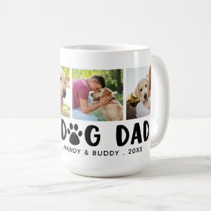 Mug BEST DOG DAD 4 Photo Collage Empreinte de patte