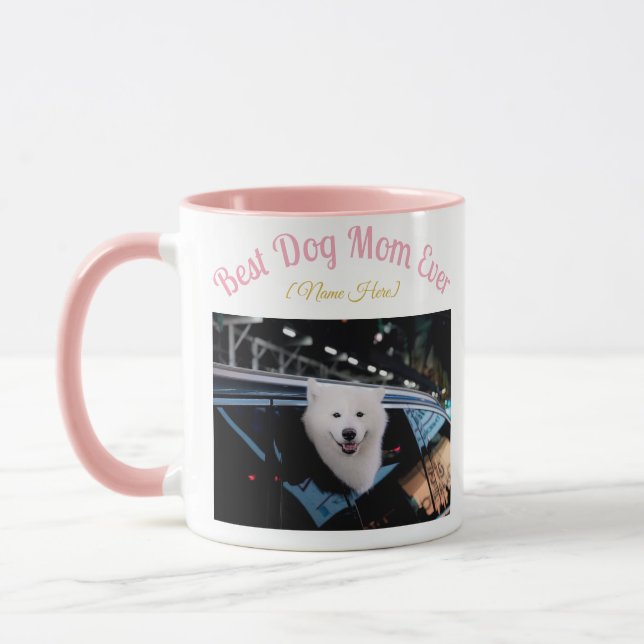 Mug - Best Dog Mom Ever Mug - Custom Photo & Name  (Left)