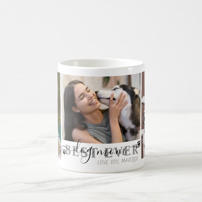 Mug Best Dog Mom Ever Script 3 Photo Empreintes (Centre)