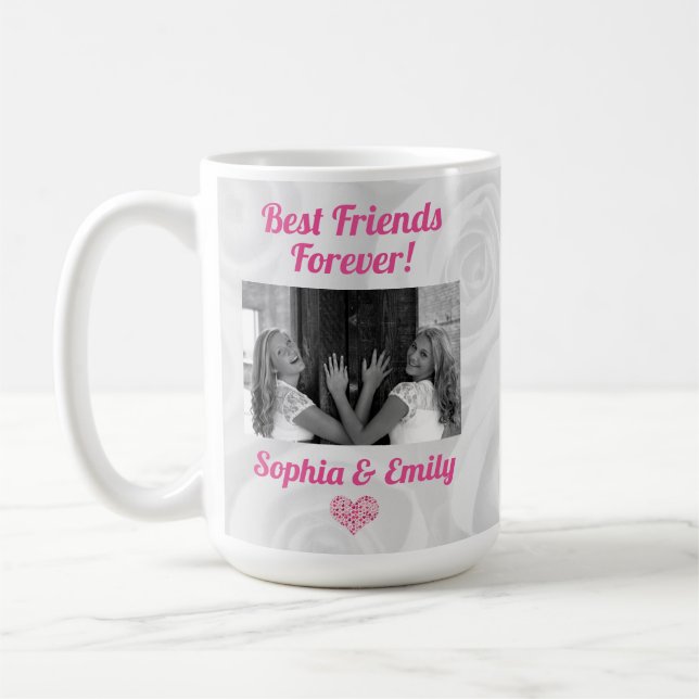 Mug Best Friends Besties BFF Ajouter des noms de photo (Gauche)